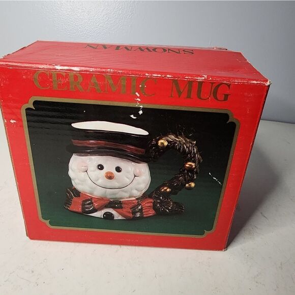 Ceramic hand painted large Christmas winter large mug snowman - Picture 5 of 7